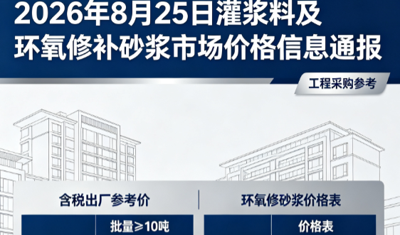永川2026年8月25日灌浆料及环氧修补砂浆市场价格信息通报